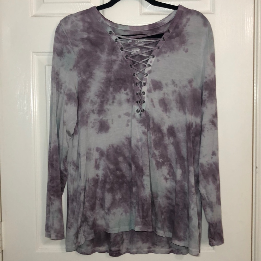 Tie Dye Lace Up Top